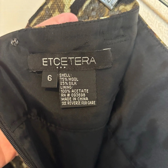 Ectetera Womens Wool Silk Skirt Geometric Animal Print Unique Black Green Size 6 - Picture 4 of 6